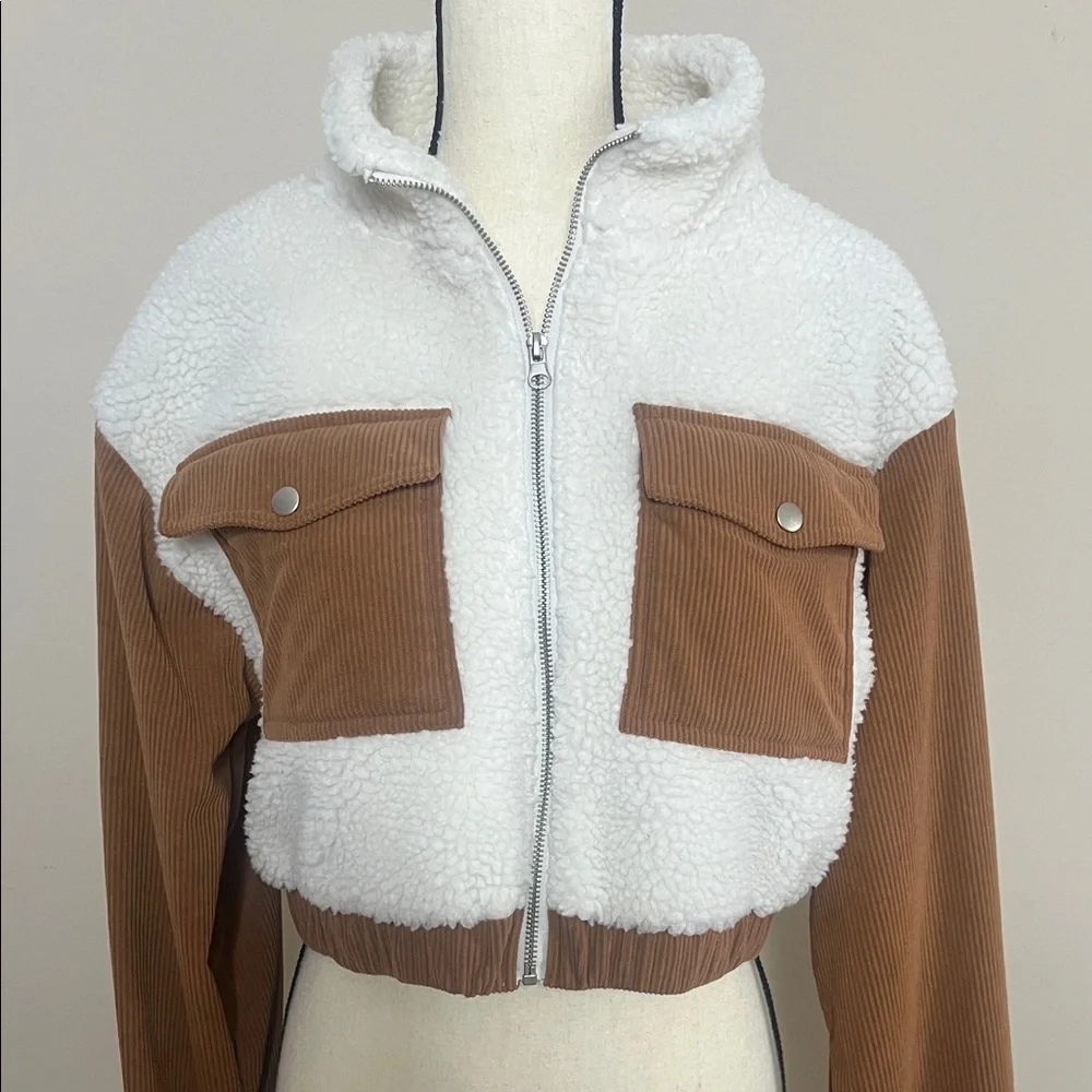 EUC Cozy White and Brown Teddy Jacket - Picture 3 of 11